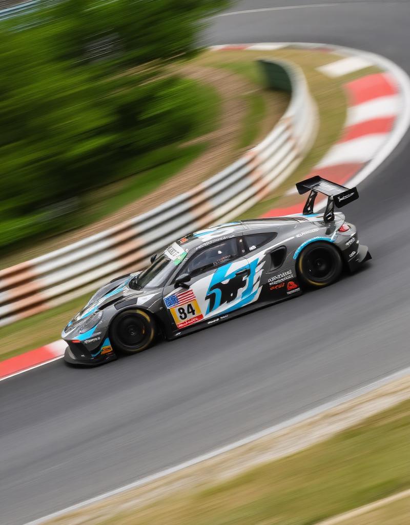 GT car through a corner apex